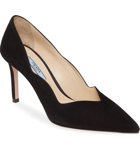 prada scalloped suede pointy-toe pump|prada leather pumps.